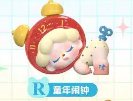 Toy clock with a cartoon character on a colorful background