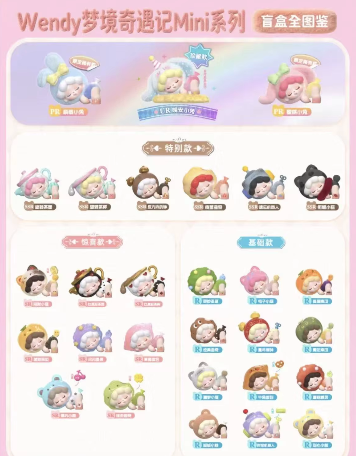 Collection of cartoon character figures with different hairstyles and outfits on a colorful background.