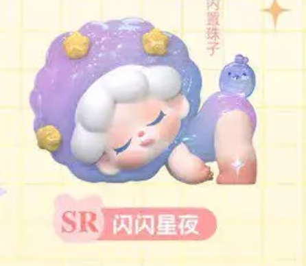 Cartoon character with purple hair and white outfit on a yellow background